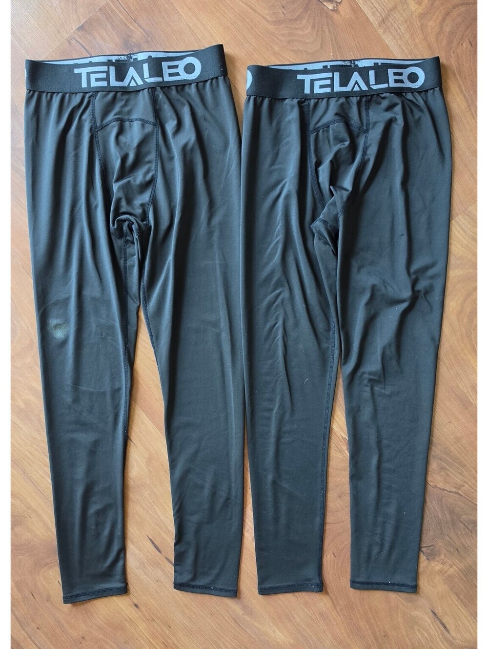 TELALEO Men’s Compression Pants Lot of 2 Black Workout Leggings Sz L 12-13Y, 357